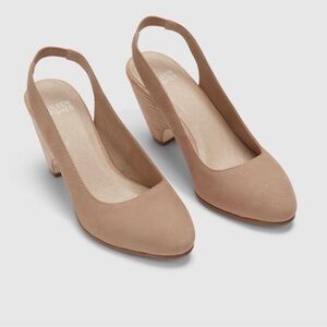 Eileen Fisher Beige Milla Slingback  Leather Heel Pumps size 9